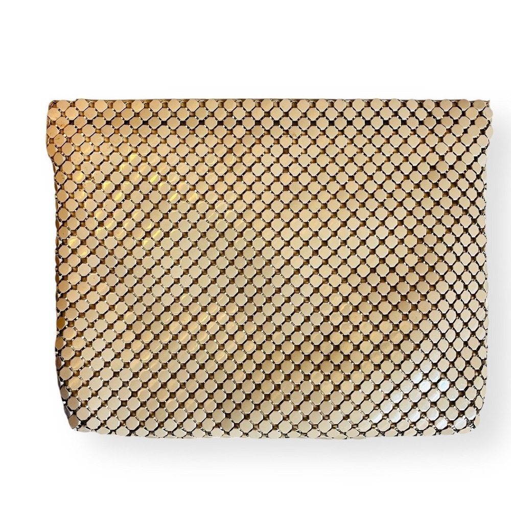 Vintage Studio Imports‎ Taupe Mesh Clutch Evening Bag Chainmail Shoulder Beige